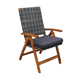 Artex dong thap nhà máy <span class=keywords><strong>7</strong></span> mảnh bàn ăn đặt Gỗ keo rắn với Ghế gấp dệt dây xám và đệm ghế - Product Image 3