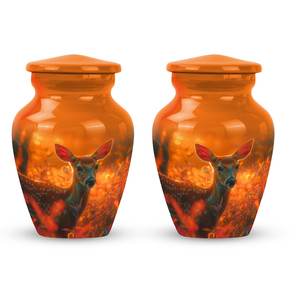 Urne en forme de cerf ambré Forest Sunrise Orange Urne décorative en verre pour les cendres Urnes funéraires décoratives modernes - Product Image 3