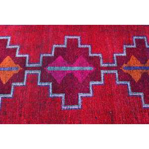 Vintage Rug, <b>Runner</b> 3x10.2 ft Turkish Rug, <b>Red</b> Camouflage Wool Rug - Product Image 5