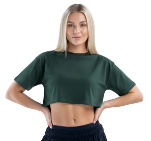 เสื้อยิมผู้หญิงขายส่ง พิมพ์โลโก้ตามสั่ง ผ้าคอตตอนผสม ระบายอากาศได้ดี และเป็นมิตรต่อสิ่งแวดล้อม - Product Image 1