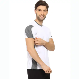 T-shirt en coton de couleur personnalisée de haute qualité pour hommes, col rond et design extensible - Product Image 3