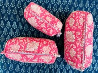 Sac de rangement de maquillage pour femme en coton indien fait main, doublure imperméable, style vintage multicolore, fermeture éclair durable