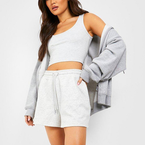 Hot Selling Women's 2-Piece Crop Top Shorts Summer Casual Wear Set 100% Cotton High Quality Embroidered Solid Pattern Lace - Product Image 6