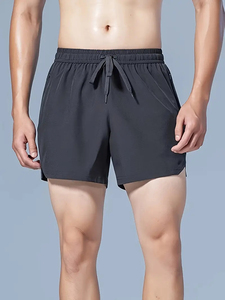 Pantalones cortos deportivos de algodón para hombre con logotipo personalizado al por mayor, pantalones cortos informales negros lisos de alta calidad con tejido de malla y técnicas estampadas - Product Image 5