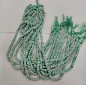 Hot Quality Green Amazonite Quartz Faceted Rondelle <b>Loose</b> Gemstone <b>Beads</b> Blue Stone Polished Large Hole <b>Beads</b> for Jewelry Making - Product Image 3