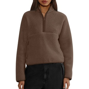 Sudadera Corta con Media Cremallera para Mujer, Cuello Alto, Manga Larga, Color Sólido, Ropa Deportiva, Blusa Informal Holgada para Mujer - Product Image 3