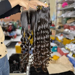 Bundles de couleur de pointe brune rebondissants de cheveux bruts de qualité supérieure avec fermeture et frontale pour faire des perruques - Product Image 3