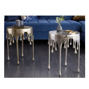一套2个铝制边桌，用于家庭装饰内部和外部独特的茶几2022新的奥斯曼凳