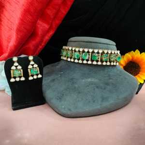 Ensemble ras du cou indien non coupé Polki Moissanite miroitant avec étincelle extraordinaire parfait pour les mariées et les occasions spéciales luxe moderne - Product Image 1