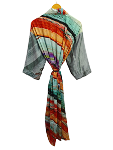 Peignoir en soie Robe d'été Bikini Cover Up Night Wear Robe longue, Kimono sari en soie recyclé vintage indien fait à la main, - Product Image 3