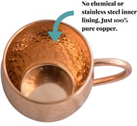 Tazas Moscow Mule de Cobre Puro de 450 ml con Asa de Cobre para Servir Cócteles, Mocktails, Jugos, Cerveza y Bebidas Frías