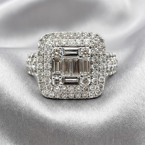 Bague européenne pour femme, nouvelle collection, effet d'illusion, or blanc 18 carats, bijoux en diamant véritable, cadeau romantique - Product Image 3