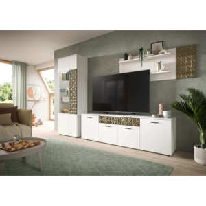 Aparadores Modernos Prism X76J4T32 de Aglomerado Melamínico Blanco para Sala de Estar, Diseño Alemán, Decoración del Hogar - Product Image 5