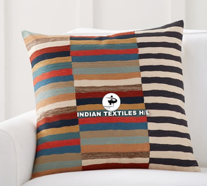 Designer Wool Handmade Crewel Embroidery Wool Chain <b>Stitched</b> Cushion Cover For Sofa Couch Living Room Hot Selling <b>Product</b> - Product Image 1