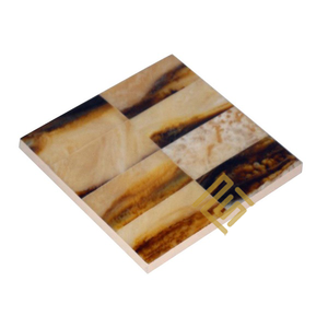 High Quality <b>Ceramic</b> Drink <b>Coaster</b> Unique Square Horn Bone Design Wood Resin Top Classic Home Decor Best Seller - Product Image 5