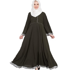 Nouveau modèle de Abaya longue ouverte sur le devant en vente en gros vêtements musulmans Abaya traditionnelle pour femmes couleur marron Abayas pour femmes respirantes - Product Image 3