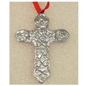 Ornements suspendus croisés en fil d'aluminium argenté pour décoration murale de Noël - Product Image 2