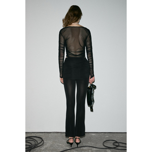 Pantalon pour femme GRIMELANGE FAIYO en tissu doux et extensible avec ceinture et détail rose - Product Image 5