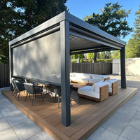 Pergola de luxe motorisée Xinjing en alliage d'aluminium 6063-T5, toit à persiennes réglable, étanche et revêtue pour extérieur