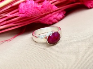 天然ピンクルビーリング未加熱未処理ロービー宝石ベゼル結婚記念日ギフト7月誕生日ルビールービンリング - Product Image 2