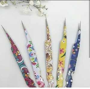 Pinzas de extensión de pestañas de acero inoxidable de alta calidad Precisión Durable 10mm Longitud Único OEM Flor Papel Recubierto Pulido - Product Image 4