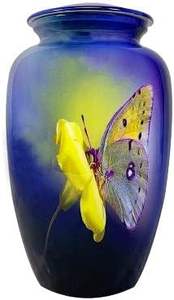 Butterfly Large Size Urn for Human Ashes Cremation Urn with Velvet Bag <b>Keepsake</b> <b>Box</b> (Black)metal urn - Product Image 5
