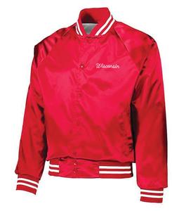 Custom Embroidered Satin Bomber Varsity <b>Quilted</b> Jacket Baseball Jacket Made in Pakistan with Canvas Fabric and Front Logo - Product Image 2