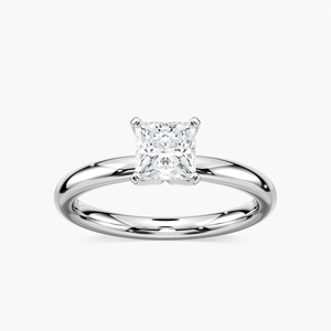 Anillo de Compromiso con Diamante Cultivado en Laboratorio de Corte Princesa Alargado de 1.00 CT, Engaste Solitario, Oro Sólido de 14K, Anillo de Novia Clásico para Mujer - Product Image 4