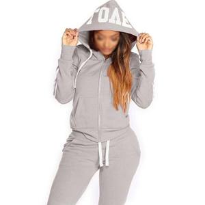 Nouveau style Logo personnalisé femmes décontracté solide longueur régulière hiver à manches longues polaire à capuche survêtement empilé pantalon - Product Image 3