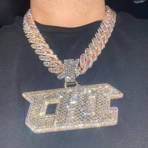 SARVA JEWELS <b>Gold</b> Plated <b>Rose</b> <b>Gold</b> Diamond Iced Custom VVS Moissanite 925 Silver Charm <b>Pendant</b> for Men - Product Image 2