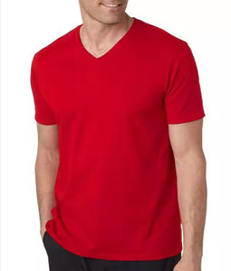 T-shirt à col en V pour homme, couleur unie, manches courtes, unisexe, 250 GSM, coton lourd, uni, t-shirt à col en V pour homme - Product Image 2