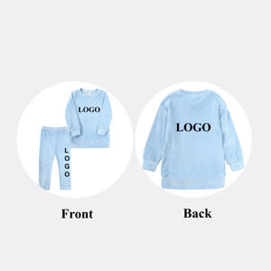 Özel kadife çocuk eşofman kış çocuk giyim seti toptan uzun kollu pijama yürümeye başlayan giysi çocuk kız kıyafet seti - Product Image 6