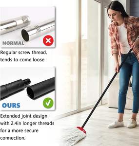 Mini serpillères en coton d'intérieur - Auto-essorage, antibactériennes, durables, manche télescopique en métal, rotatives, rechargeables pour le nettoyage des sols - Product Image 2