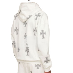 Chándal con diamantes de imitación para hombre, ropa de invierno cálida y personalizada con logotipo personalizado de alta calidad, chándales con diamantes de imitación transpirables de algodón para hombre, novedad - Product Image 6