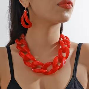 Produits tendance 2025 nouveautés mode grande chaîne cubaine résine transparente acrylique couleur colliers bijoux pour femmes - Product Image 1