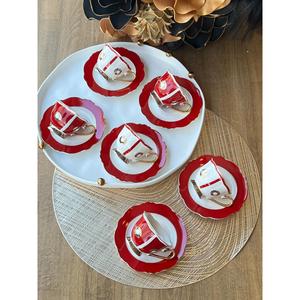 ถ้วยกาแฟตุรกี Bahia RED 12ชิ้นสำหรับ6คน