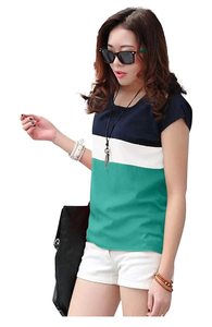 T-shirts pour femmes à col rond, confortables, décontractés, à manches courtes, 100% coton, imprimés personnalisés, couleur unie, longueur longue - Disponible - Product Image 6