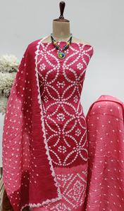 Estampado bandhani traje satén étnico desgaste diario casual bandhani traje conjunto tie Dye satén vestido satén bandhani Kurta conjunto - Product Image 3