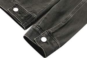 Veste en jean denim pour homme, tendance, col personnalisé, logo sur le devant, design élégant, sport, bleu, streetwear, imperméable, respirante - Product Image 6