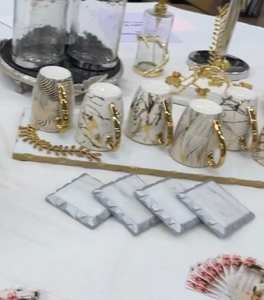 ชุดแผ่นรองแก้วหินอ่อน-แผ่นใหญ่ กันน้ำ ผิวเผา พร้อมรับประกัน 1 ปี สำหรับบ้านและสำนักงาน - Product Image 1