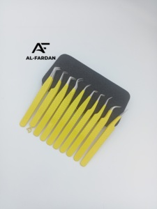 Pince à cils en acier inoxydable jaune néon solide avec pointe pointue pour l'extension des cils de volume - Product Image 3