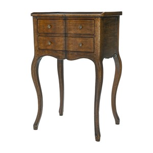 French Style Solid Wood Weathered Oak Nightstand with 2 Drawers Traditional <b>Antique</b> Design for Bedroom and Living Room Storage - Product Image 2