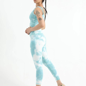 Wholesale Solid Front Fashion Yoga Pilates Stretch Seamless Ribbed High-quality <b>Leggings</b> Set <b>Women</b> 2 Piece Short SlimSkinny - Product Image 2