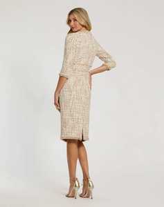 Robe de soirée élégante et luxueuse pour femmes, moderne, brodée en relief, manches longues, longueur genou, nouvelle arrivée, écologique, droite - Product Image 4