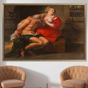 Impression sur toile élégante pour couple : Art mural célèbre, plat, sans texture, 1P : encadré or - Product Image 1