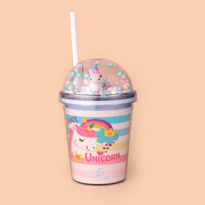 Bicchiere in Plastica Resistente con Design Cartoon, Cannuccia e Coperchio a Cupola per Feste e Servizio Caffè - Product Image 1