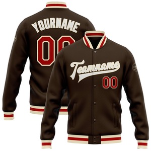 Vente en gros dans l'industrie directe de bombardiers décontractés d'hiver personnalisés bleu marine rouge-blanc veste Letterman Varsity à boutons-pression - Product Image 4