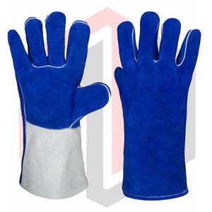 Gants de soudage durables en cuir de vachette bleu résistant à la chaleur, antistatiques, résistants aux déchirures, épaisseur 7 oz, poignet tricoté de 16 pouces - Product Image 4