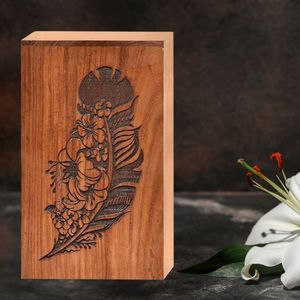 Caja de urna de madera pequeña de lujo moderna hecha a mano para cenizas de mascotas, recuerdo conmemorativo ecológico duradero elegante personalizable - Product Image 3