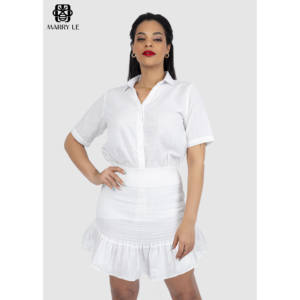 Conjunto de 2 Piezas de Vestido Casual de Lino Blanco con Estampado MD250 para Mujer, Vestido por Encima de la Rodilla para Uso Diario en Primavera y Verano, Transpirable - Product Image 1